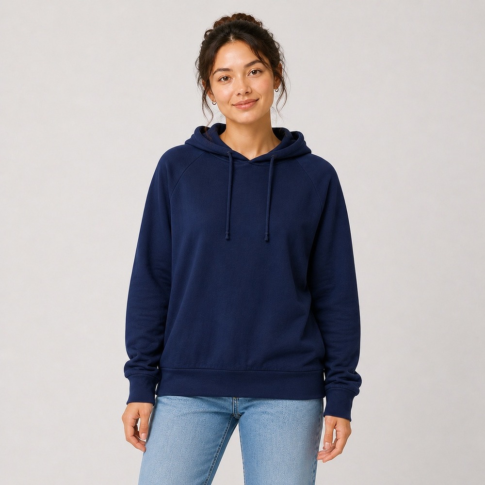 Eddie Bauer Hoodie Womens XL Navy Blue Lightweight Rayon Blend Pullover